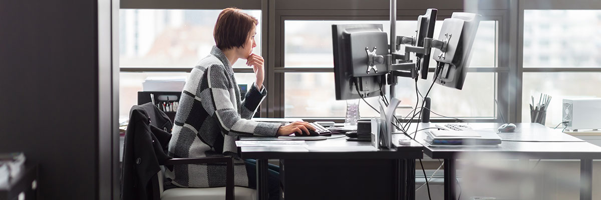 Employee in workstation working